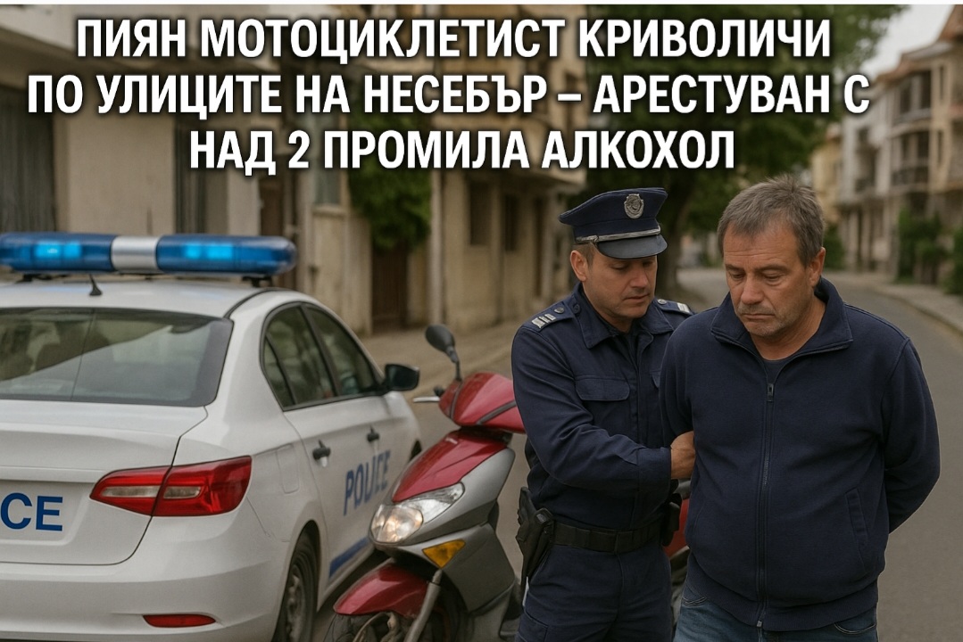 Пиян мотоциклетист криволичи по улиците на Несебър